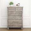 Garvee Dresser for Bedroom with 6 Drawers, 45 in Tall Grey Dressers & Chests of Drawers with Storage, Wooden Storage Organizer Dressers for Closet, Large Drawer Dresser for Living Room, Entryway