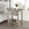 Garvee End Table with Drawer, Nightstand with 2 Tiers Storage Shelves, Side Table with Dresser, Bedside Table for Living Room, Bedroom, Dorm, Grey(Grey)