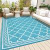 Garvee Large Outdoor Rugs 9×18 Waterproof Reversible Outdoor Plastic Straw Rugs, Easy Cleaning Patio Camping Carpet, All-Weather Outside Rugs for RV Patio Porch Deck Balcony (Grey/White)(Light Blue/White)
