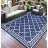 Garvee Large Outdoor Rugs 9×18 Waterproof Reversible Outdoor Plastic Straw Rugs, Easy Cleaning Patio Camping Carpet, All-Weather Outside Rugs for RV Patio Porch Deck Balcony (Grey/White)(Dark Blue/White)