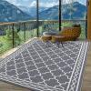 Garvee Large Outdoor Rugs 9×18 Waterproof Reversible Outdoor Plastic Straw Rugs, Easy Cleaning Patio Camping Carpet, All-Weather Outside Rugs for RV Patio Porch Deck Balcony (Grey/White)(Grey/White)