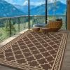 Garvee Large Outdoor Rugs 9×18 Waterproof Reversible Outdoor Plastic Straw Rugs, Easy Cleaning Patio Camping Carpet, All-Weather Outside Rugs for RV Patio Porch Deck Balcony (Grey/White)(Brown/Coffee)