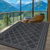 Garvee Large Outdoor Rugs 9×18 Waterproof Reversible Outdoor Plastic Straw Rugs, Easy Cleaning Patio Camping Carpet, All-Weather Outside Rugs for RV Patio Porch Deck Balcony (Grey/White)(Black/Grey)