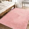Garvee Living Room Area Rug 9×12 Pink Fluffy Rug Ultra Soft Large Bedroom Modern Solid Color Throw Carpet with Non-Slip Backing Non Shedding Plush Shag Carpet for Nursery Kids Room Home Decor,