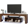 Garvee Modern Lighting TV Stand with Large Storage Drawer for 50 55 60 65 70 75 Inch TVs, TV Console Table with Control Color LED Lights, Entertainment Center Media for Living Room, Bedroom, Walnut(Walnut+white)