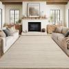 Garvee Modern Striped Rug 8×10 Area Rugs Soft Low Pile Stain Resistant Easy to Clean Non-Shedding Durable Living Room Kitchen Indoor Carpet, Neutral Color for Modern Home Decor (Beige)