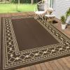Garvee Outdoor Rug 9×12 Waterproof for Patio Clearance, Large Plastic Straw Mat for Camping, Porch, RV, Reversible Rugs for Deck Entryance Picnic Balcony Beach (White/Grey)(Brown/Coffee)