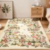 Garvee Rugs for Living Room 3×5, Washable Floral Area Rug Non Slip Soft, Low Pile Ultra-Thin Carpet for Entryway, Kitchen, Bedroom, Black(Beige)