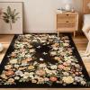 Garvee Rugs for Living Room 3×5, Washable Floral Area Rug Non Slip Soft, Low Pile Ultra-Thin Carpet for Entryway, Kitchen, Bedroom, Black(Black)