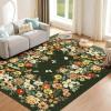 Garvee Rugs for Living Room 3×5, Washable Floral Area Rug Non Slip Soft, Low Pile Ultra-Thin Carpet for Entryway, Kitchen, Bedroom, Black(Dark Green)