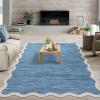Garvee Scalloped Washable Rug 9×12 Area Rug for Bedroom Living Room Rug Modern Non Slip Large Area Rug Soft Throw Rugs Low Pile Stain Resistant Carpet for Dining Room Nursery Office, Blue 9’x12′(Scalloped02|blue)
