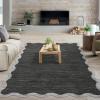 Garvee Scalloped Washable Rug 9×12 Area Rug for Bedroom Living Room Rug Modern Non Slip Large Area Rug Soft Throw Rugs Low Pile Stain Resistant Carpet for Dining Room Nursery Office, Blue 9’x12′(Scalloped02|black)