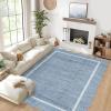 Garvee Scalloped Washable Rug 9×12 Area Rug for Bedroom Living Room Rug Modern Non Slip Large Area Rug Soft Throw Rugs Low Pile Stain Resistant Carpet for Dining Room Nursery Office, Blue 9’x12′(Scalloped01|blue)
