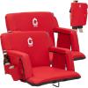 Garvee Stadium Seats with Back Support and Padded Cushion – Extra Wide Bleacher Chair with Anti-Slip Mat – Reclining Stadium Football Seats – 6 Adjustable Angle, Large Pockets, Cup Holders(Red)
