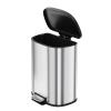 Garvee Stainless Steel Trash Can, 50 L/13 gal Hands Free Garbage Can with Soft Close Lid and Foot Pedal, Metal Kitchen Waste Bin with Inner Bucket for Living Room, Office, D Shape, Silver(silver)