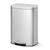 Garvee Stainless Steel Trash Can, 50 L/13 gal Hands Free Garbage Can with Soft Close Lid and Foot Pedal, Metal Kitchen Waste Bin with Inner Bucket for Living Room, Office, D Shape, Silver(Stainless Steel)