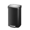 Garvee Stainless Steel Trash Can, 50 L/13 gal Hands Free Garbage Can with Soft Close Lid and Foot Pedal, Metal Kitchen Waste Bin with Inner Bucket for Living Room, Office, D Shape, Silver(Black)