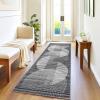 Garvee Washable 9×12 Area Rug for Living Room Modern Abstract Non Slip Bedroom Rugs Large Non Slip Low Pile Floor Cover for Dining Room Ultra Thin Foldable Throw Carpet for Home Office, Blue(Black)