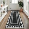 Garvee Washable Area Rug 8×10 Modern Solid Living Room Rug,Large Bordered Rugs for Bedroom Neutral Carpet 8×10 Rugs for Farmhouse Dining Room Non-Slip Stain Resistant Under Table Brown Rug(Classic Black)