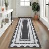 Garvee Washable Area Rug 8×10 Modern Solid Living Room Rug,Large Bordered Rugs for Bedroom Neutral Carpet 8×10 Rugs for Farmhouse Dining Room Non-Slip Stain Resistant Under Table Brown Rug(Black Grey)