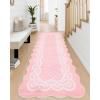 Garvee Washable Area Rug 8×10 Modern Solid Living Room Rug,Large Bordered Rugs for Bedroom Neutral Carpet 8×10 Rugs for Farmhouse Dining Room Non-Slip Stain Resistant Under Table Brown Rug(Lace Pink)