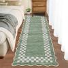 Garvee Washable Area Rug 8×10 Modern Solid Living Room Rug,Large Bordered Rugs for Bedroom Neutral Carpet 8×10 Rugs for Farmhouse Dining Room Non-Slip Stain Resistant Under Table Brown Rug(Scalloped|green)