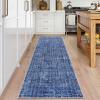 Garvee Washable Area Rug 9×12 Living Room Rugs Modern Solid Neutral Rug Farmhouse Large Rugs Stain-Resistant Pet-Friendly Rug Low Pile Non Slip Carpet for Farmhouse Bedroom Dining Room,Blue(Blue)