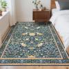 Garvee Washable Rug 8×10 Area Rugs for Living Room Vintage Non Slip Throw Rugs Distressed Large Rugs for Bedroom Low Pile Soft Non Shedding Stain Resistant Carpet for Dining Room 8’x10′ Black(Bird|blue)