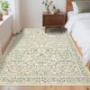 Garvee Washable Rug 8×10 Area Rugs for Living Room Vintage Non Slip Throw Rugs Distressed Large Rugs for Bedroom Low Pile Soft Non Shedding Stain Resistant Carpet for Dining Room 8’x10′ Black(Bird|beige)