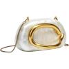 Women’s Gold Purse with Removable Chain – Acrylic Evening Bag for Wedding, Party, Prom, Cocktail (Vintage Style Bag)(Off-white)