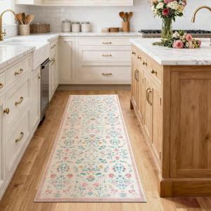5×7 Area Rugs Living Room Rug: Vintage Washable Rug Floral Soft Carpet Indoor Floor Non-Slip Stain Resistant Large Carpets for Bedroom Kids Nursery Dining Room Farmhouse Home Office, Black(Pink)