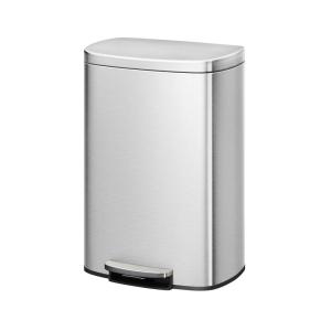 Garvee 13 gal / 50 L Stainless Steel Kitchen Trash Can with Lid, Large Rustproof Garbage Can for Kitchen, Step-on Metal Trash Bin with Inner Bucket, Rear Handle, Soft Close Lid, Silver(Silver)