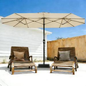 Garvee 13ft Patio Umbrella with Double Canopy, Premium Commercial Extra Large Market Umbrella for Outdoor Dining Sets, Resort Patios and Backyard Entertainment Areas, w/o Base(Beige)