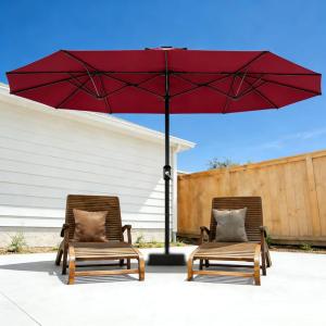 Garvee 13ft Patio Umbrella with Double Canopy, Premium Commercial Extra Large Market Umbrella for Outdoor Dining Sets, Resort Patios and Backyard Entertainment Areas, w/o Base(Claret)