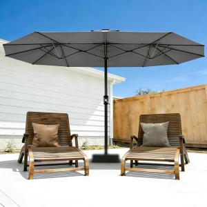Garvee 13ft Patio Umbrella with Double Canopy, Premium Commercial Extra Large Market Umbrella for Outdoor Dining Sets, Resort Patios and Backyard Entertainment Areas, w/o Base(Gray)