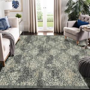 Garvee 8×10 ft Area Rugs for Living Room/Bedroom, Low Pile Non-Slip Washable Indoor Door Mat, Gray Carpet for Kids Boys Girls Dorm Nursery Home Decor Aesthetic(Green)