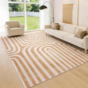 Garvee 9X12 Area Rugs for Living Room, Abstract Modern Washable Rugs, Non-Slip Low-Pile Soft Floor Carpet for Bedroom, Living Room, Dining Room, Green(Orange)