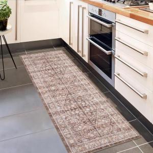 Garvee 9×12 Large Living Room Rug for Bedroom Vintage Oriental Foldable Non-Skid Stain Resistant Area Rugs Washable Traditional Print Soft Low-Pile Non-Shedding Accent Carpet, Beige(Beige)