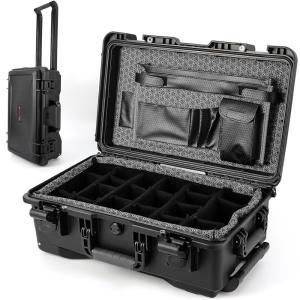 Garvee Protective Case,Heavy Duty Protective Dry Box Case with Padded Dividers and Wheels,Waterproof Travel Camera Case Dustproof and Impact Resistant,22” x 14” x 9”,for Travel, Hunt