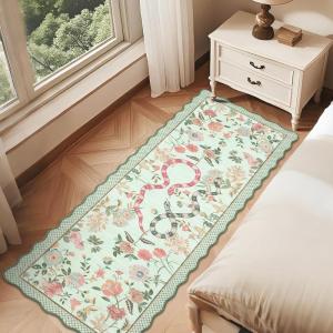 Garvee Scalloped 8×10 Rugs Washable Area Rugs for Living Room,Modern Stain Resistant Solid Rug for Bedroom, Scalloped Low Pile Non-Slip Neutral Rug for Farmhouse Dining Room Home Office Dorm,Grey(Green|snake)