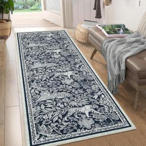 Garvee Tiger 5×7 Area Rug Washable Modern Living Room Rugs Non Slip Black Rugs for Bedroom Ultra Thin Vintage Throw Carpet Retro Accent Floor Cover Indoor Contemporary Mat for Dining Room Home Office(Blue)