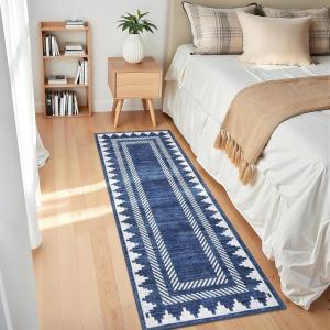 Garvee Washable Area Rug 8×10 Modern Solid Living Room Rug,Large Bordered Rugs for Bedroom Neutral Carpet 8×10 Rugs for Farmhouse Dining Room Non-Slip Stain Resistant Under Table Brown Rug(Sapphire Blue)