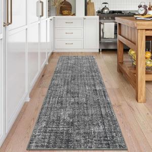 Garvee Washable Area Rug 9×12 Living Room Rugs Modern Solid Neutral Rug Farmhouse Large Rugs Stain-Resistant Pet-Friendly Rug Low Pile Non Slip Carpet for Farmhouse Bedroom Dining Room,Blue(Grey)