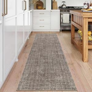 Garvee Washable Area Rug 9×12 Living Room Rugs Modern Solid Neutral Rug Farmhouse Large Rugs Stain-Resistant Pet-Friendly Rug Low Pile Non Slip Carpet for Farmhouse Bedroom Dining Room,Blue(Brown)