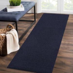 Garvee Washable Area Rug 9×12 Living Room Rugs Modern Solid Neutral Rug Farmhouse Large Rugs Stain-Resistant Pet-Friendly Rug Low Pile Non Slip Carpet for Farmhouse Bedroom Dining Room,Blue(Solid|navy Blue)