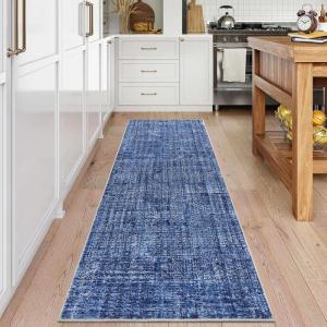 Garvee Washable Area Rug 9×12 Living Room Rugs Modern Solid Neutral Rug Farmhouse Large Rugs Stain-Resistant Pet-Friendly Rug Low Pile Non Slip Carpet for Farmhouse Bedroom Dining Room,Blue(Blue)