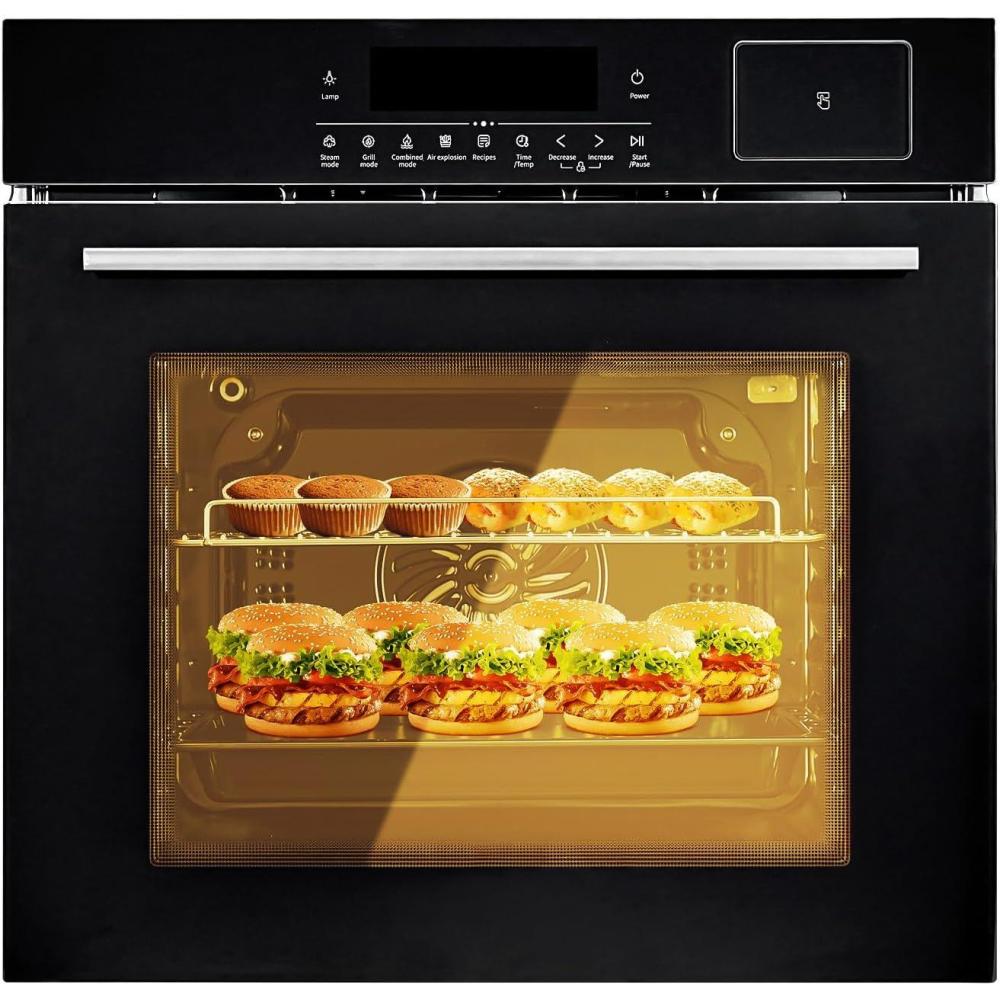 image:image24 in Electric Single Wall Oven 25Cuft with 8 Baking Modes 70 L Electric Convection Oven with Air Frying Function 3000 w 3D Surround Heating with DoubleLayered Glass Door Timer Touch Control