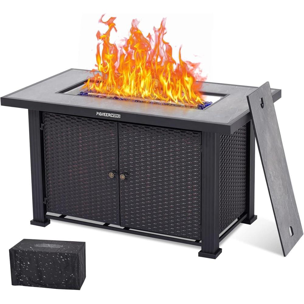 image:image44 in Propane Fire Pit Table Double Door 50000BTU Rectangle Fire Table with Cover amp Rain Cover Sturdy Steel and Iron Fence Surface CSA Safety Certified Companion for Your Garden