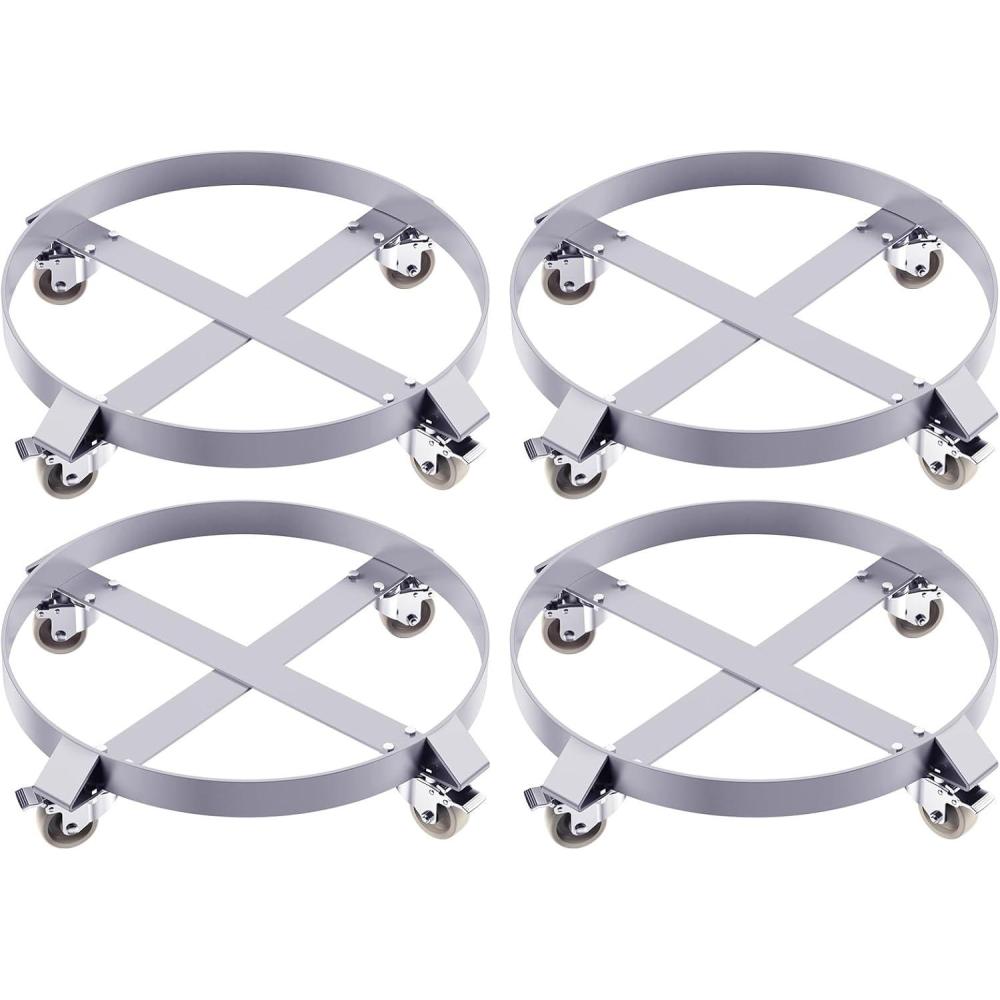 image:image55 gal Drum DollyHeavy Duty 1000 LBS Load Capacity Barrel Dolly Cart Drum Caddy Non Tipping Hand Truck Dollies with Steel Frame 4 Swivel Casters Wheel for Warehouse Drum Handling 4 pcs4 Pcs