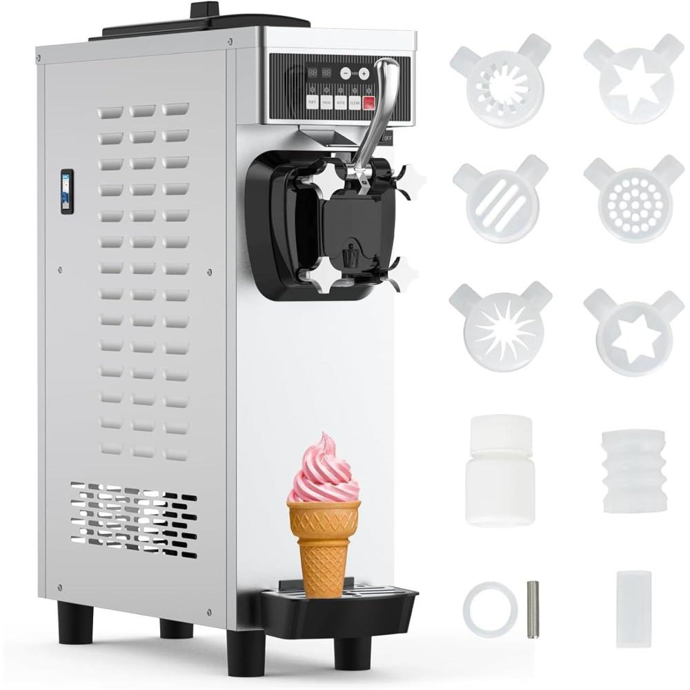 image:imageCommercial Ice Cream Machine 1200W 4758 galH Soft Serve Machine Countertop Soft Serve Ice Cream Yogurt Machine with 7 L Hoppers amp18 L Cylinders for Party Restaurant Snack Bar